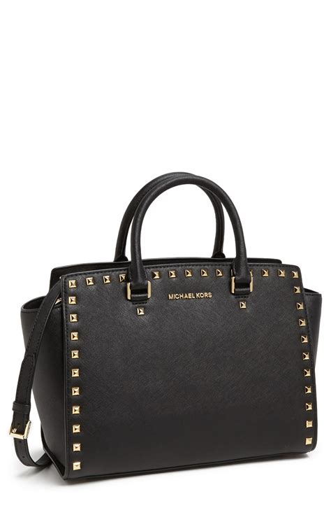 michael kors tas selma zwart|michael kors leather satchel.